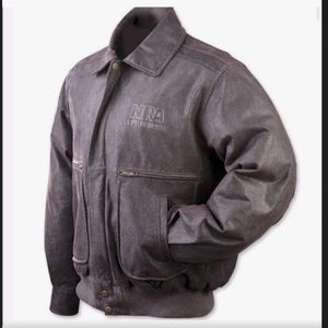 NWT Burks Bay NRA Exclusive Life Member  Leather Bomber Jacket